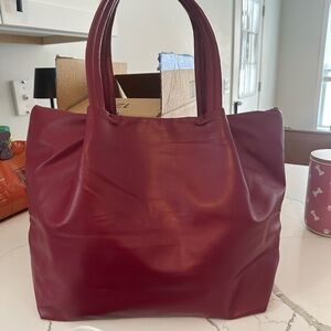 Neiman Marcus Deep Burgundy Leather Tote